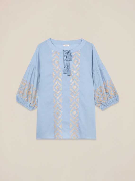 Baumwollbluse mit Stickereien