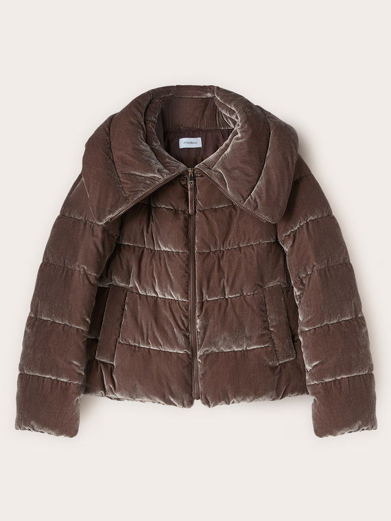 Heavy quilted velvet down jacket