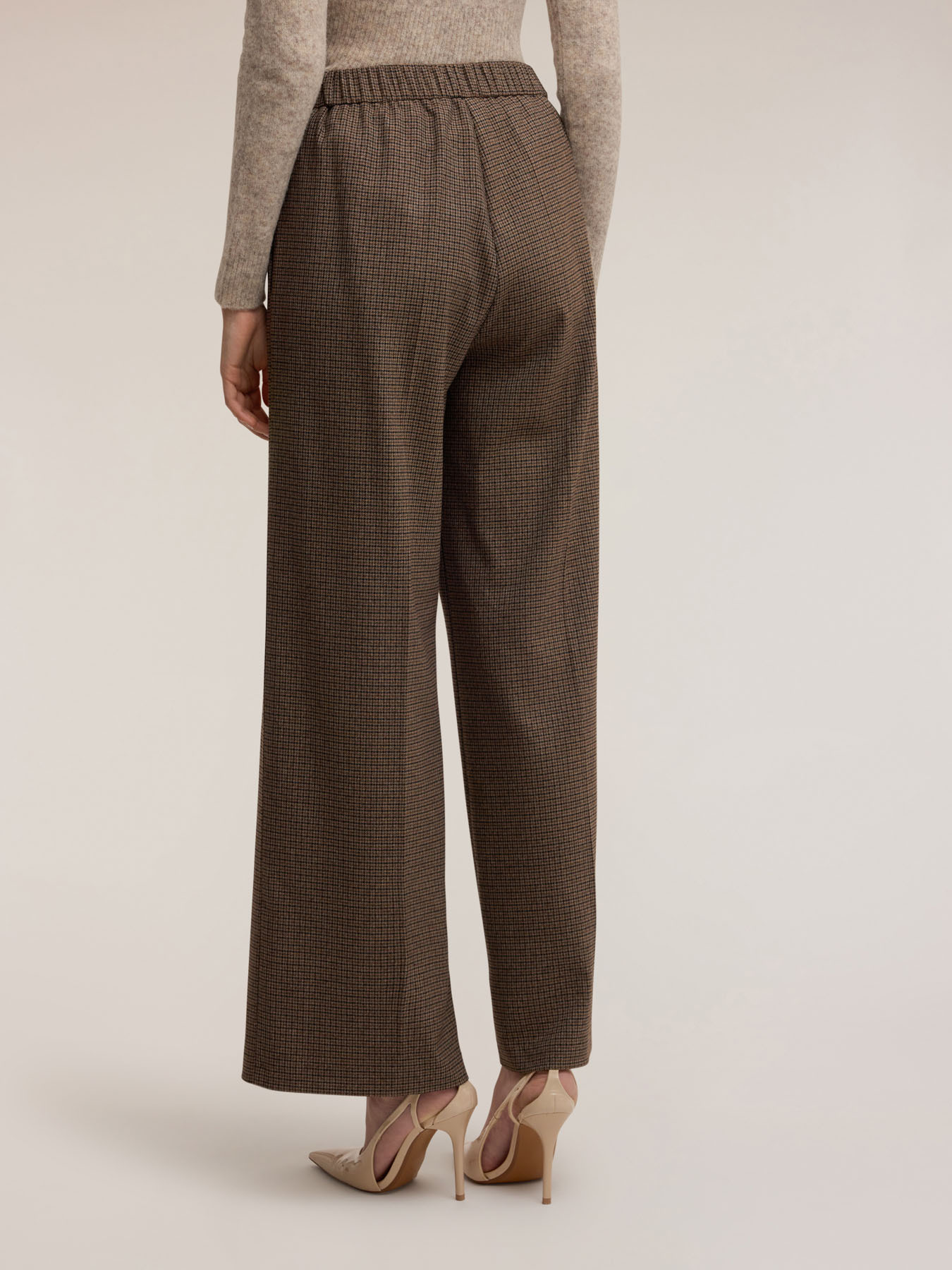 Palazzo pants in check fabric image number 1