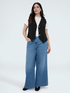 Bi-material t-shirt with round neckline image number 3