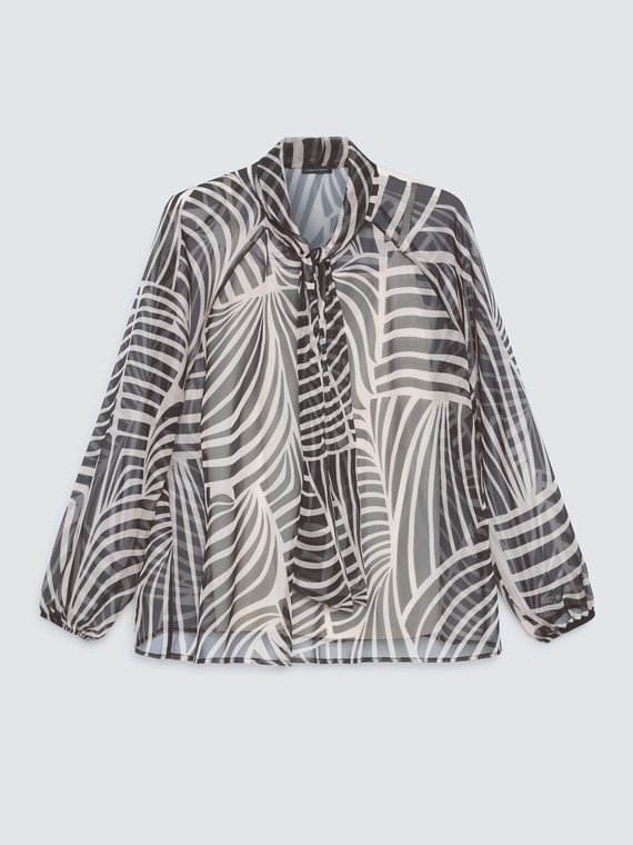 Georgette blouse with print and bow