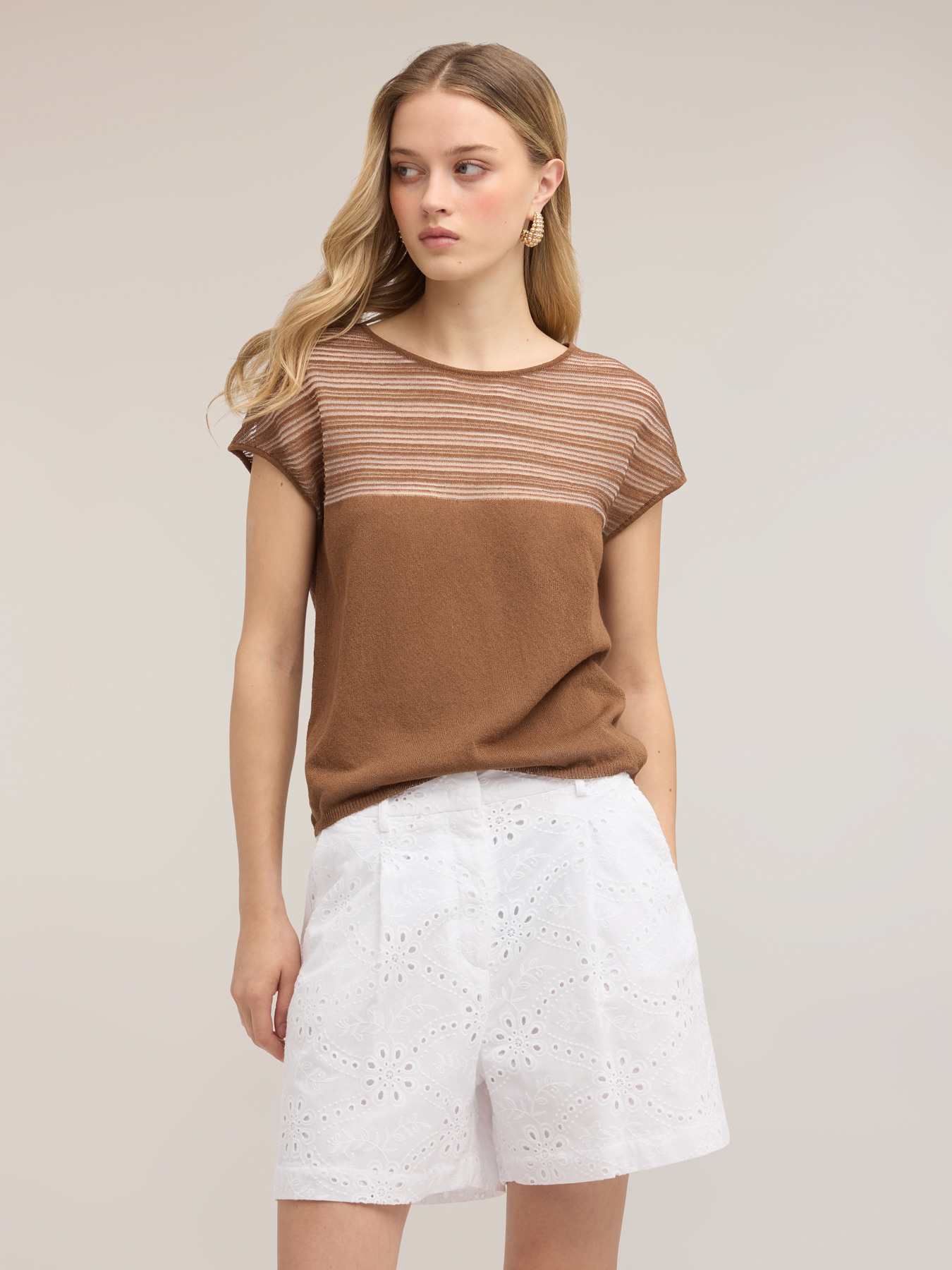 Maglia a righe in misto lino image number 3