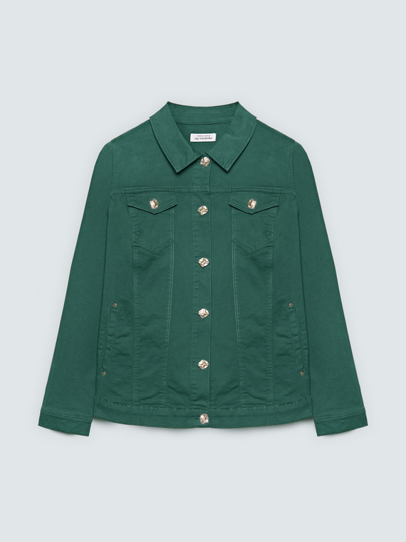 Veste en denim avec boutons d&eacute;coratifs