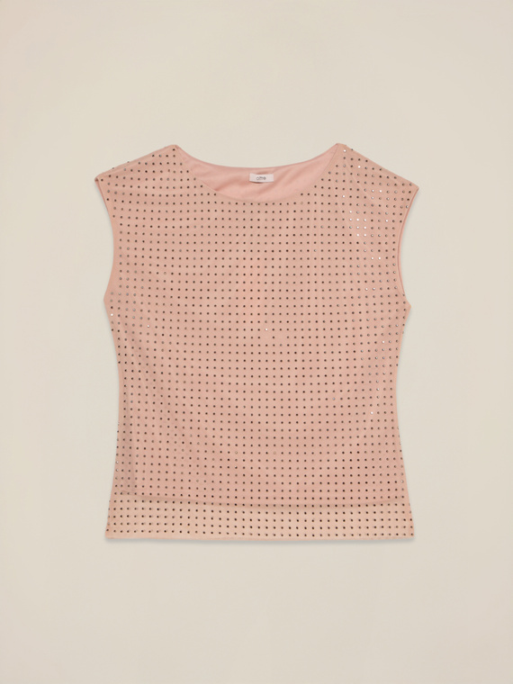 Top in tulle borchiette