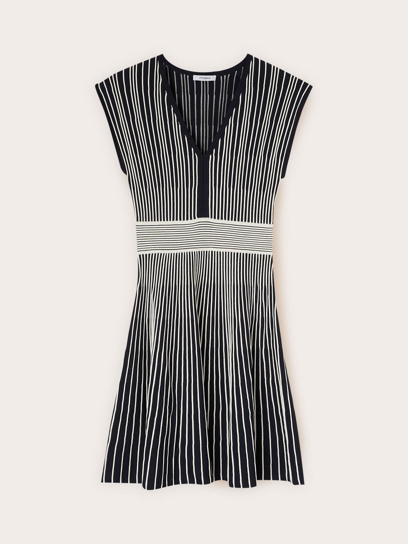 Striped knit flare dress image number 4