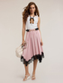 Satin skirt with lace trim image number 0