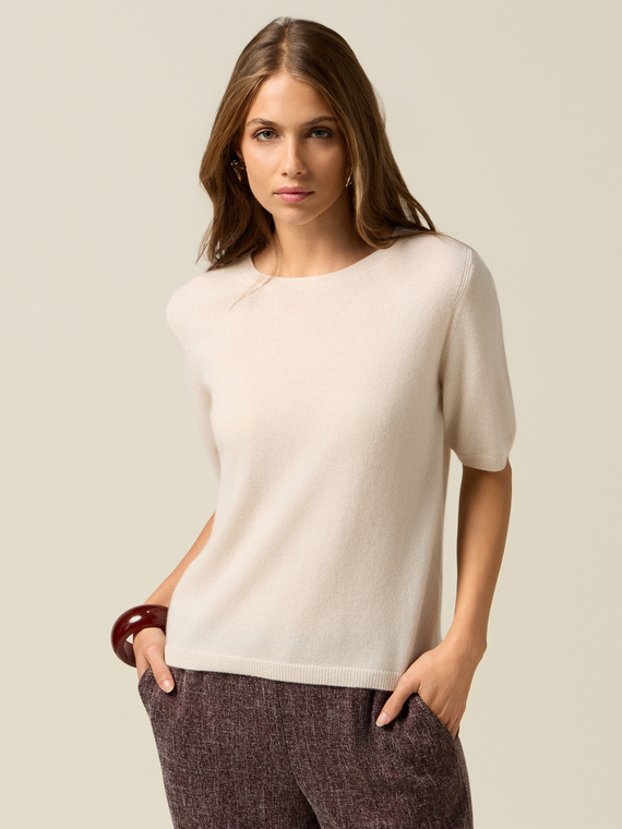 Maglia girocollo in puro cashmere