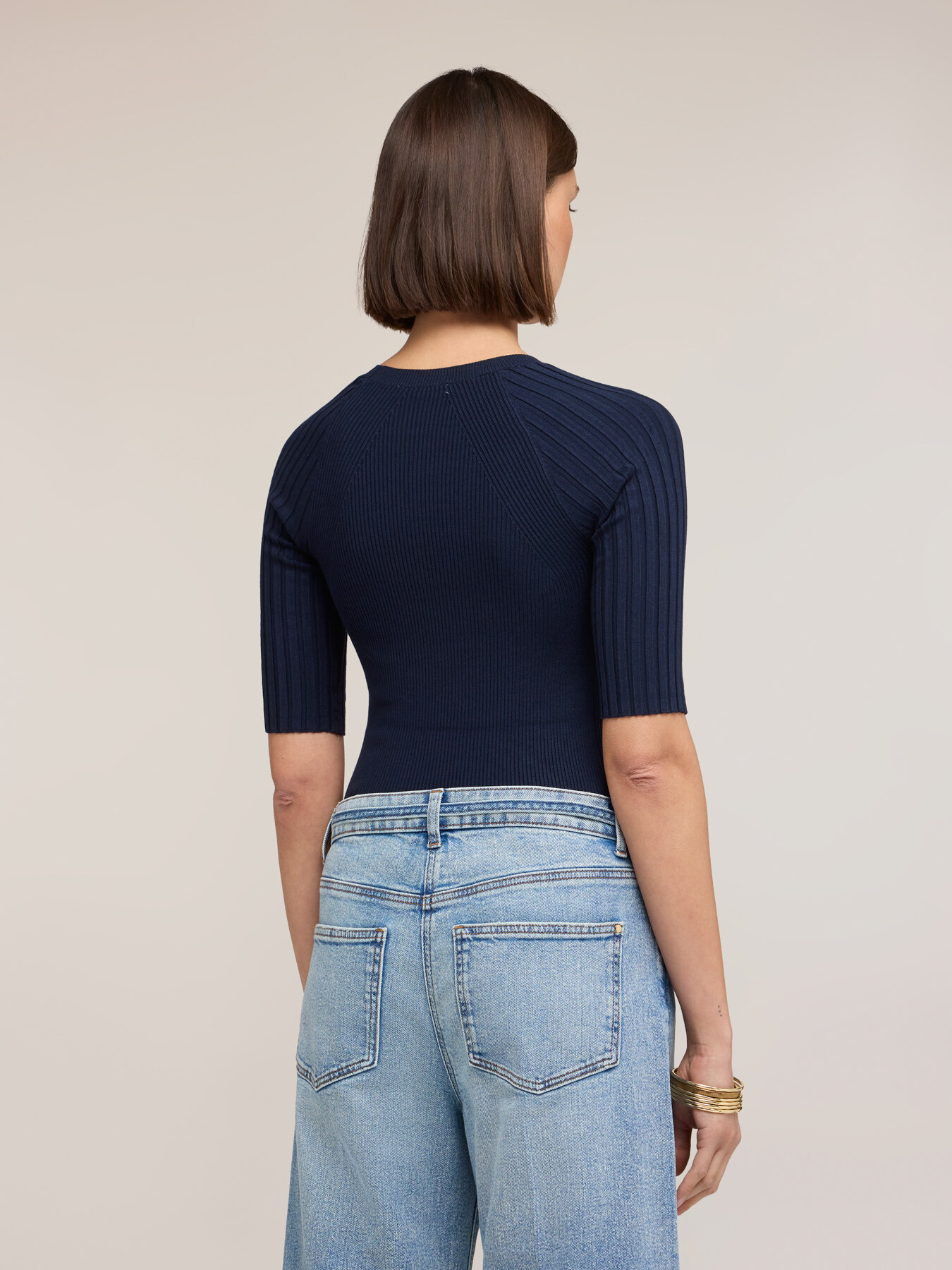 Short-sleeved ribbed top image number 1