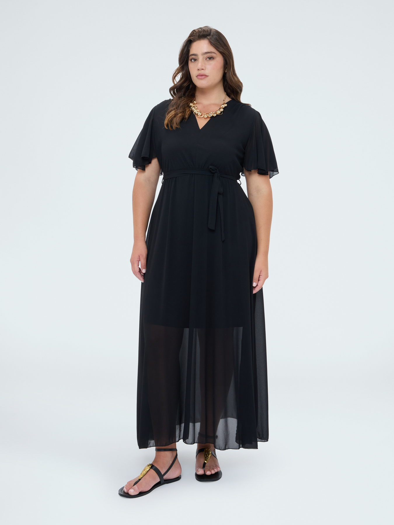 DREAM georgette dress with V-neckline image number 0