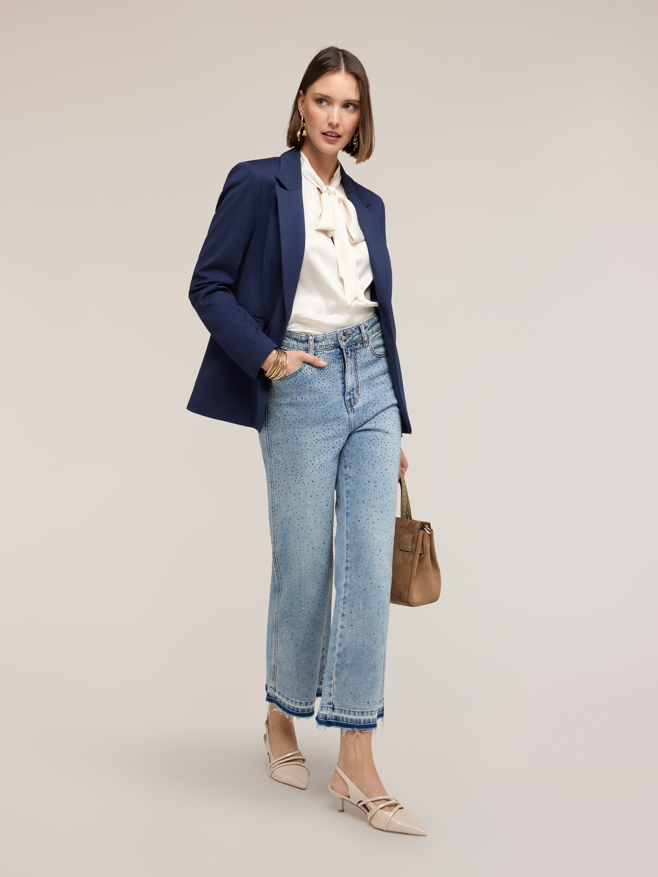 Single-breasted blazer jacket in milano knit image number 0