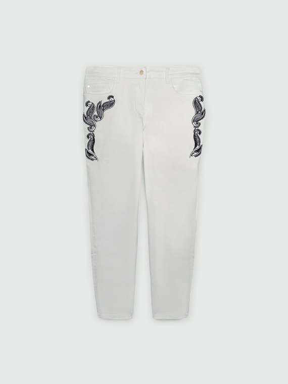 Skinny-Hose mit Stickerei