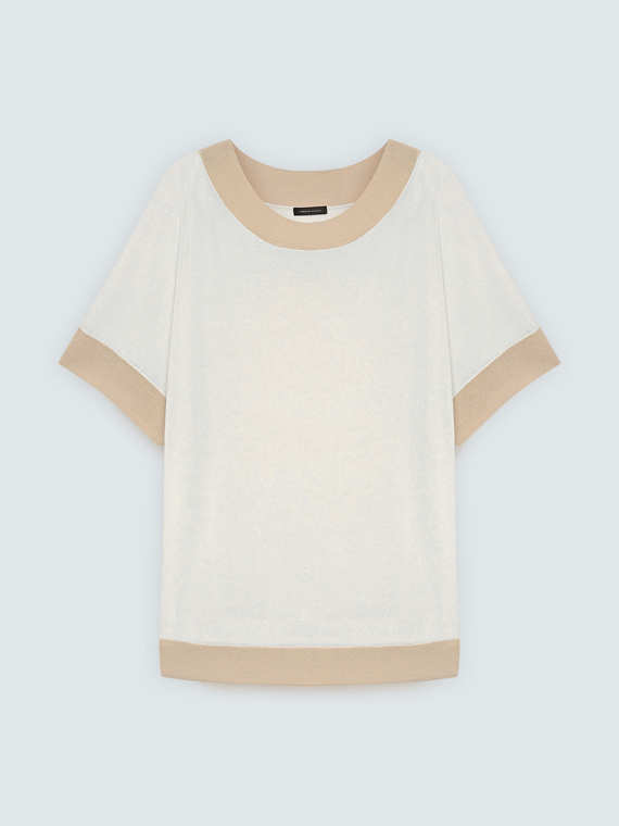 T-shirt en tricot avec bords contrastants
