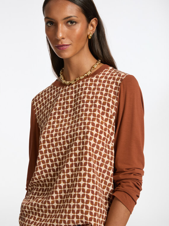 T-shirt with printed silk front