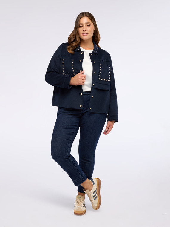 Kurze Jacke aus Wollmischung mit Nieten