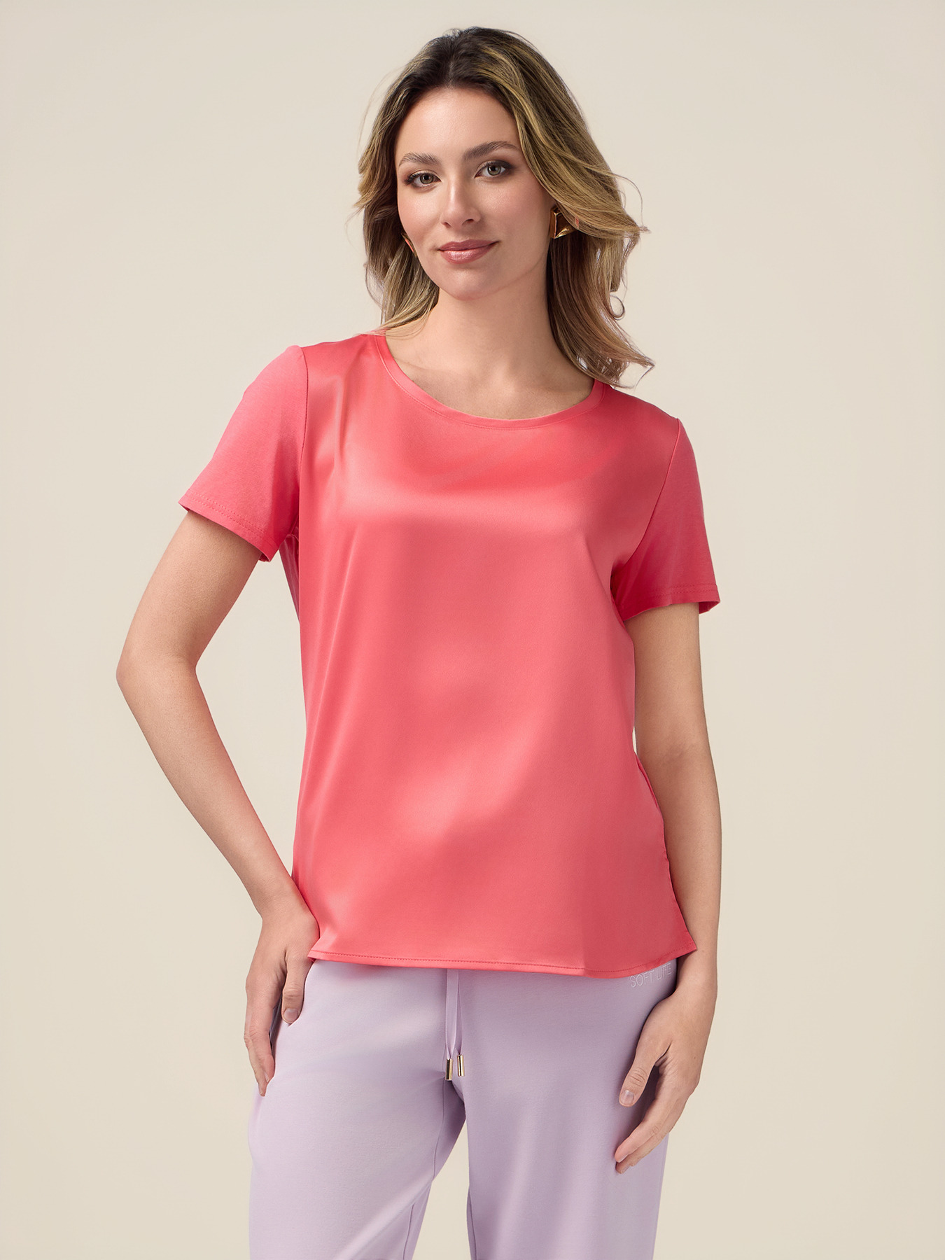 Two-material T-shirt image number 0
