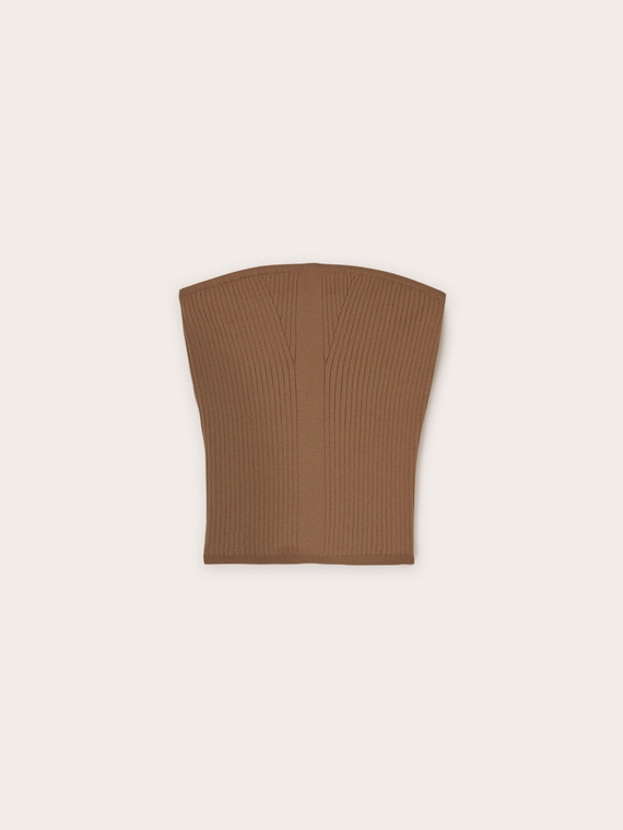 Top bustier in maglia a coste