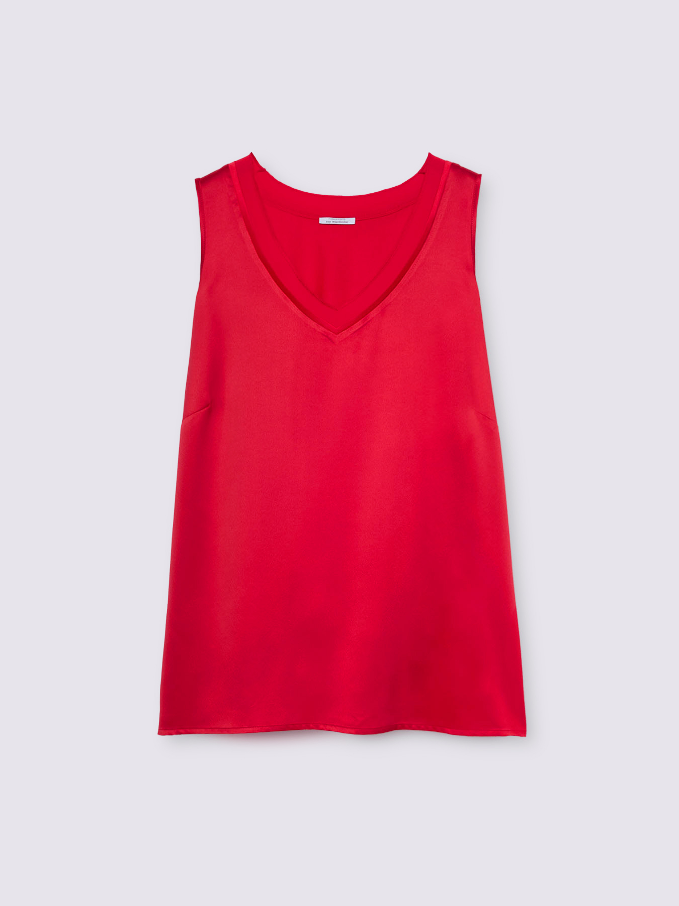 Two-material top with V-neck image number 4