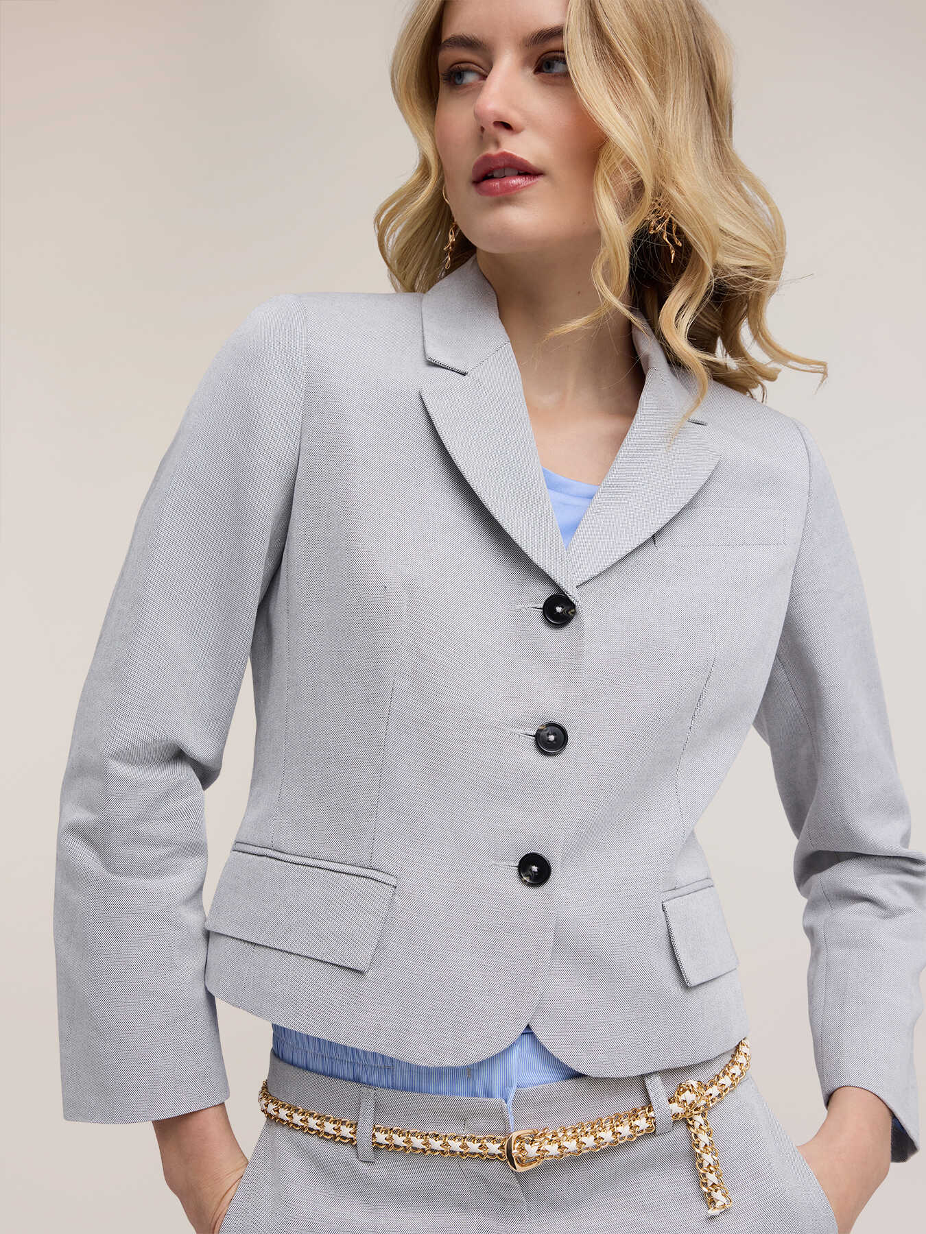 Slim blazer in ramie blend fabric image number 3