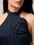 Long satin dress with flower image number 2