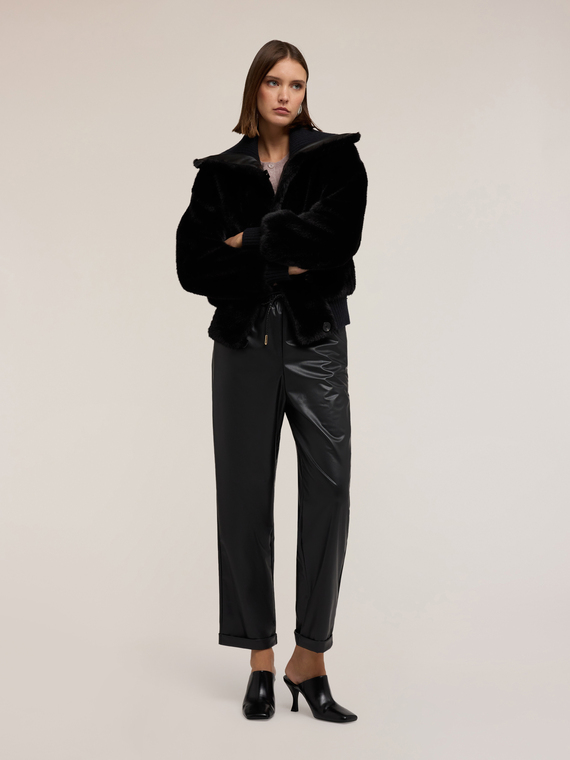 Pantaloni joggers in tessuto spalmato