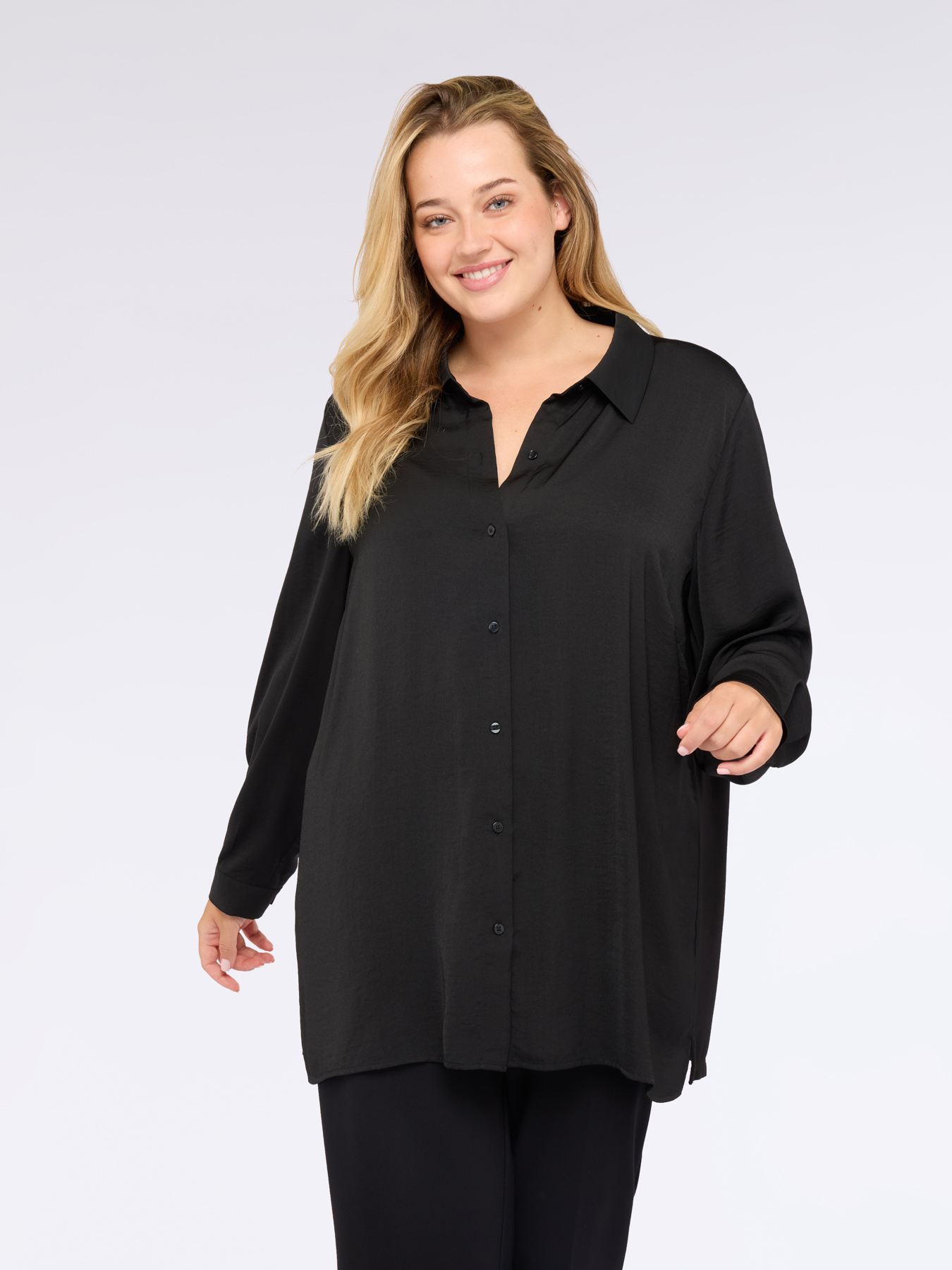 Two-material shirt with viscose blend image number 0