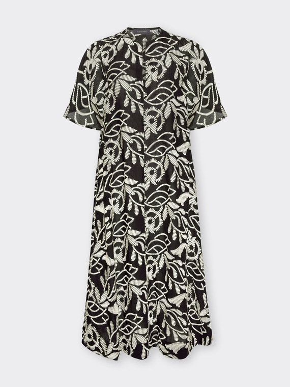 Embroidered cotton blend dress