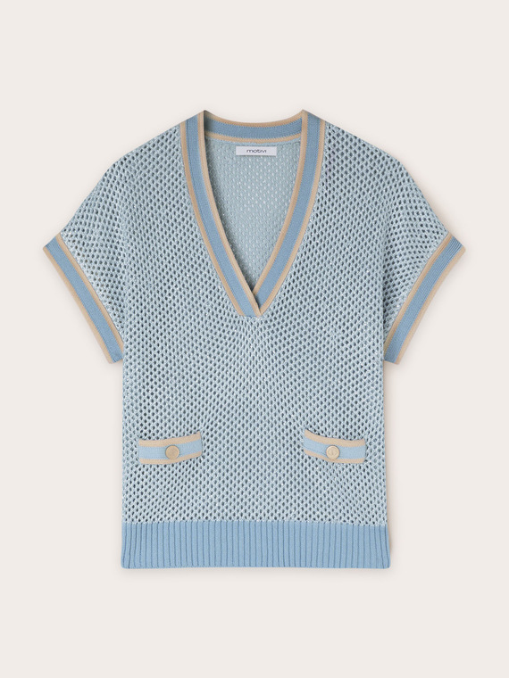 Maglia traforata con micro paillettes