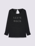 T-shirt in jersey con scritta in strass image number 4