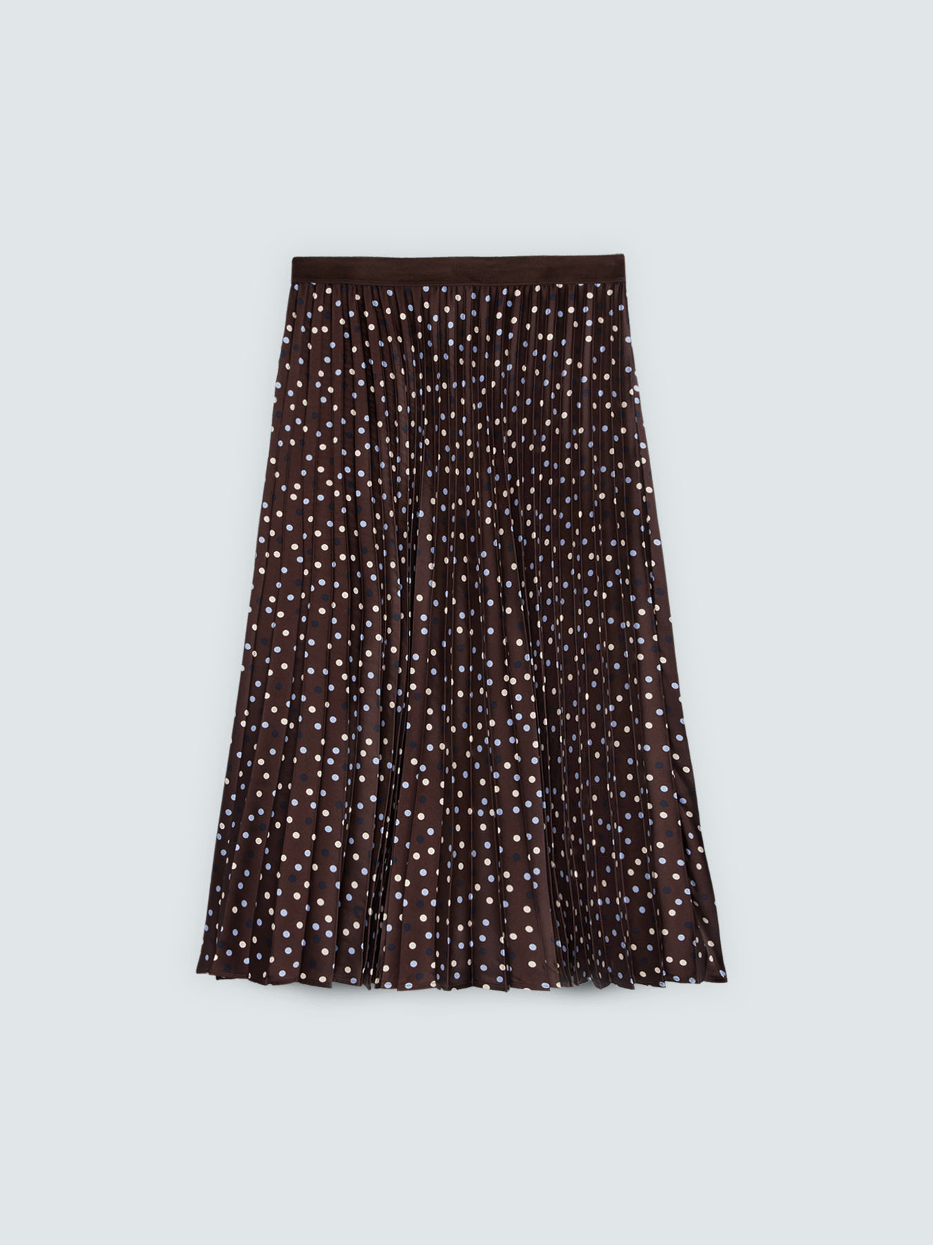 Langer Polka-Dot-Rock aus plissiertem Satin image number 4