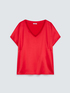 Two-material V-neck T-shirt image number 4