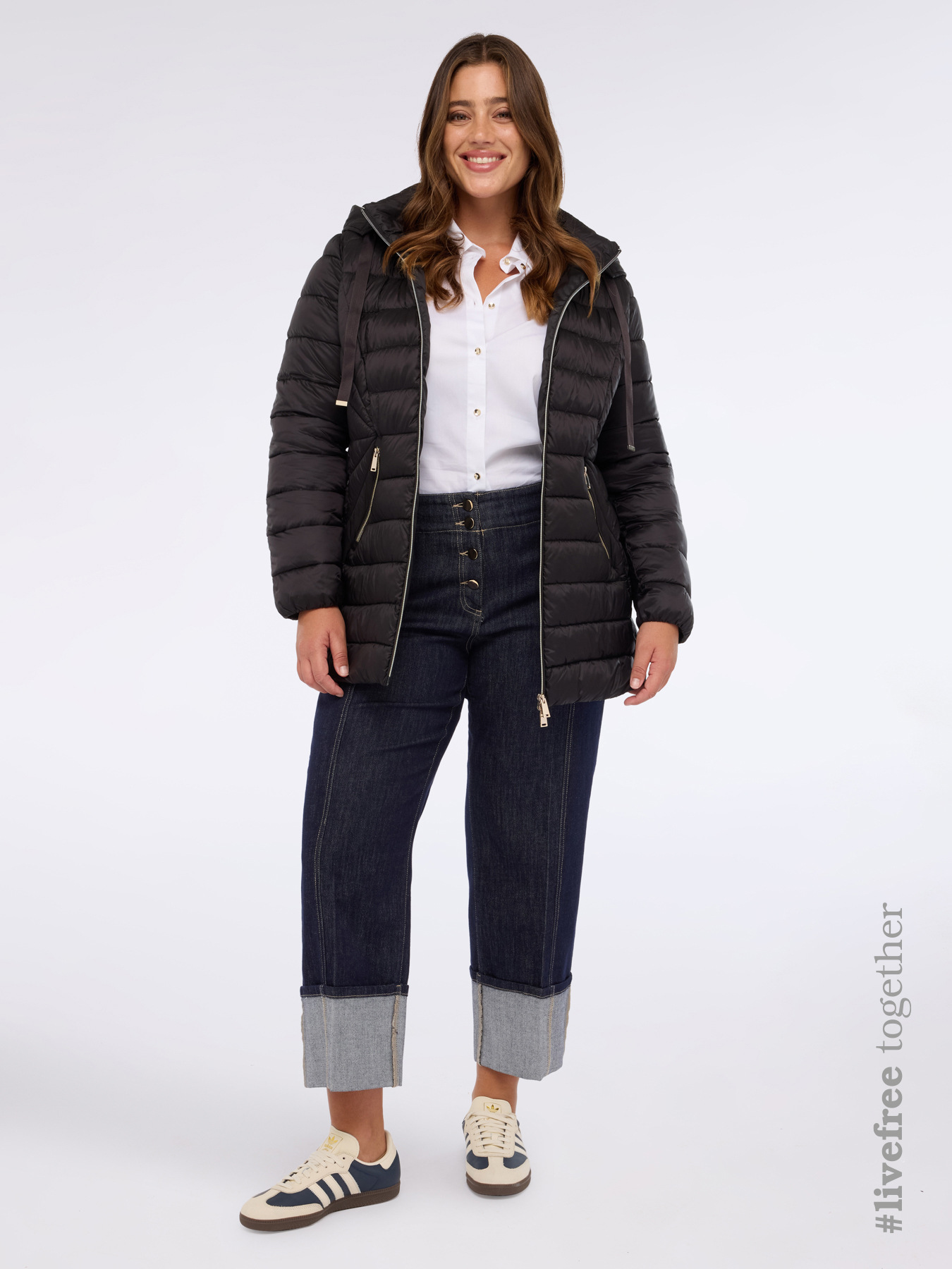 Lange Daunenjacke mit abnehmbarer Kapuze image number 0