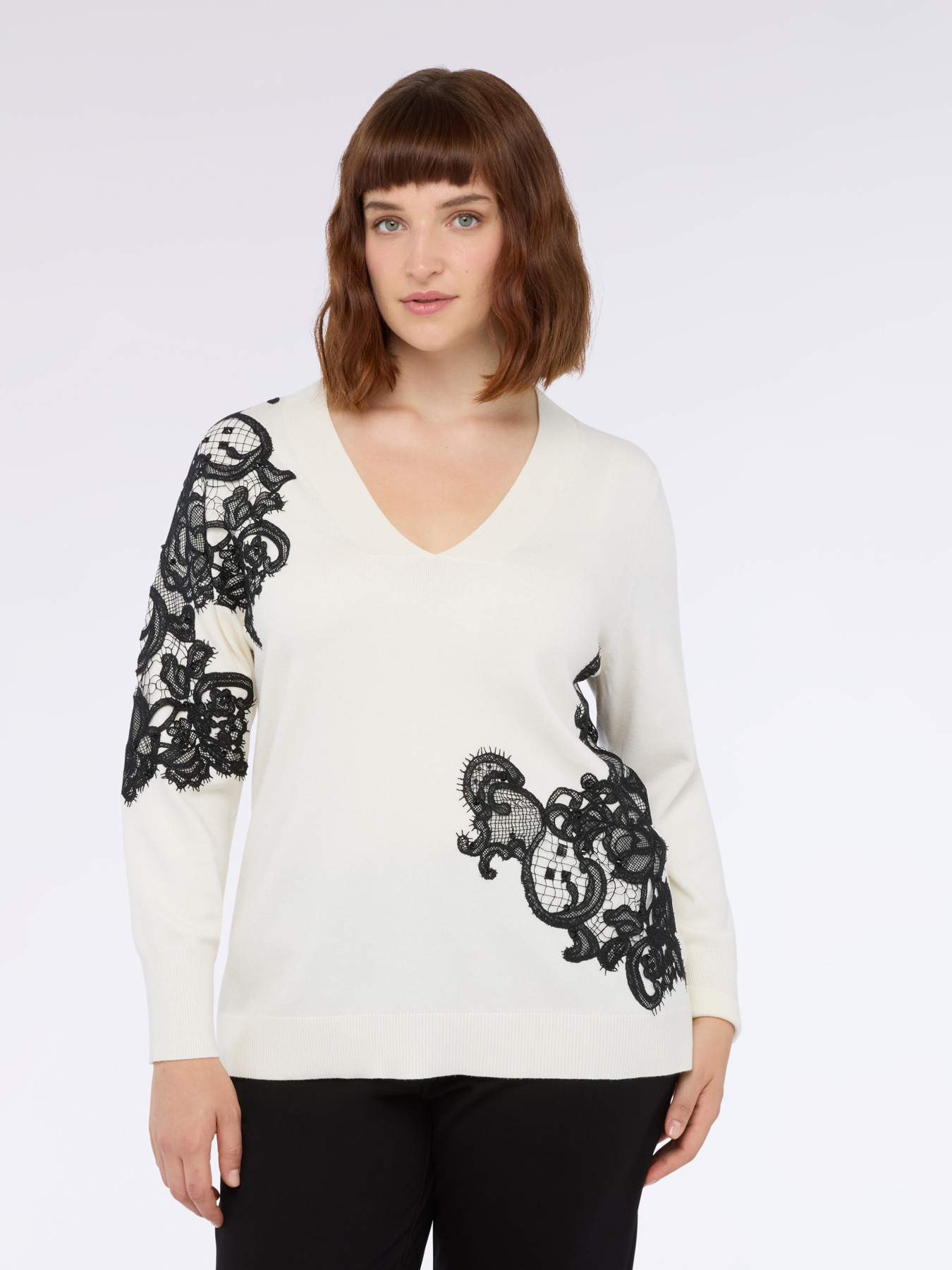 Sweater with lace details image number 3