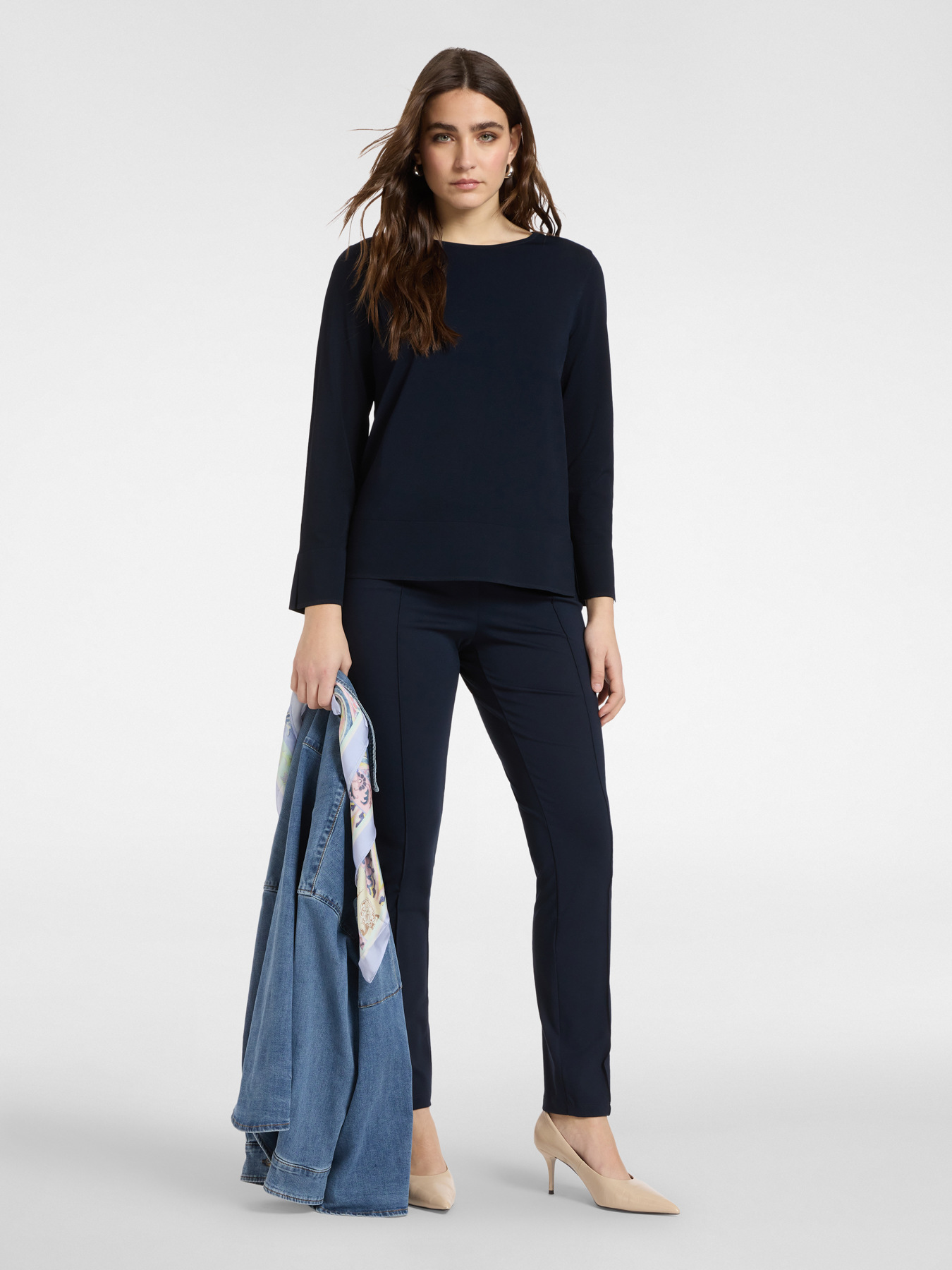 Slim-fit trousers in Milanese stitch image number 0