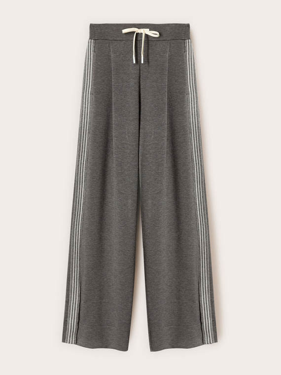 Pantaloni palazzo in scuba con bande