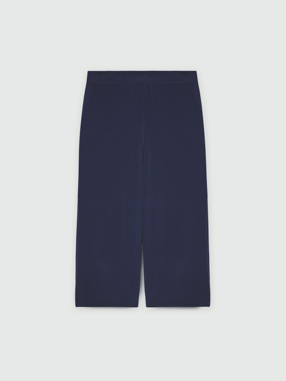 Pantaloni cropped ampi in jersey