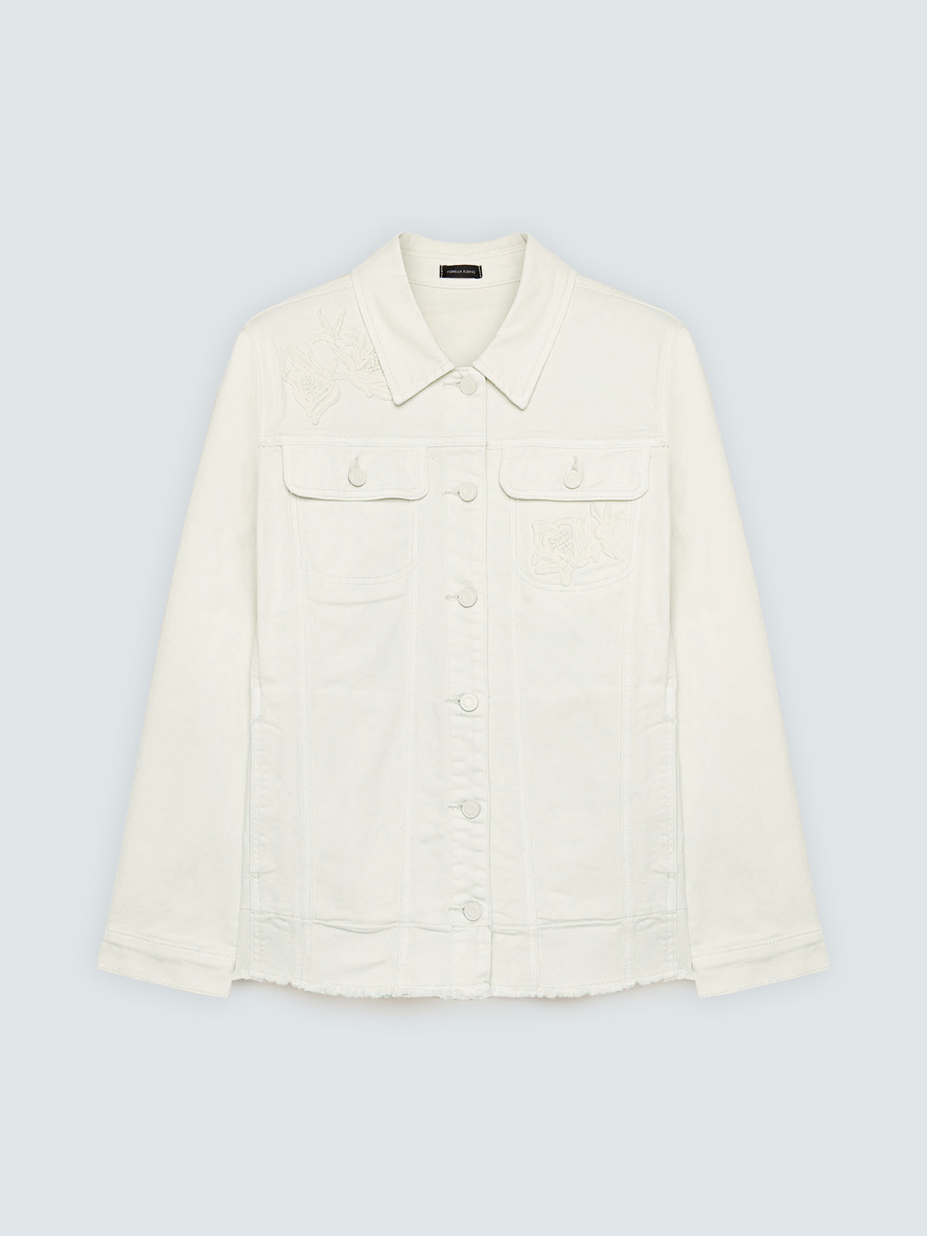 Camisa shacket con bordados florales image number 1
