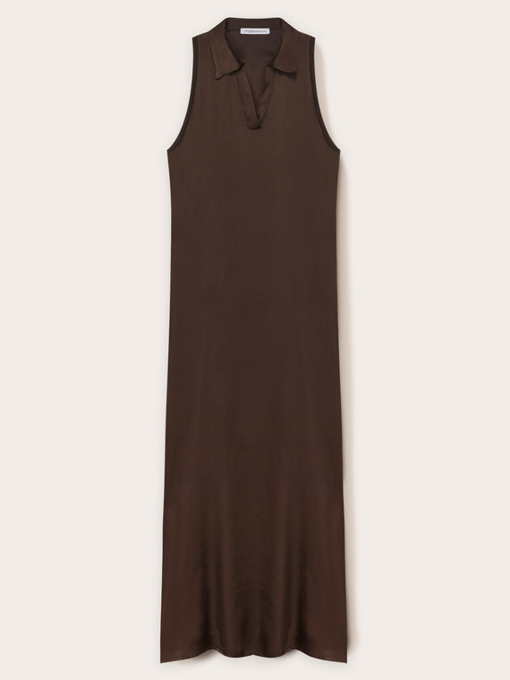 Langes Kleid mit Satinkragen
