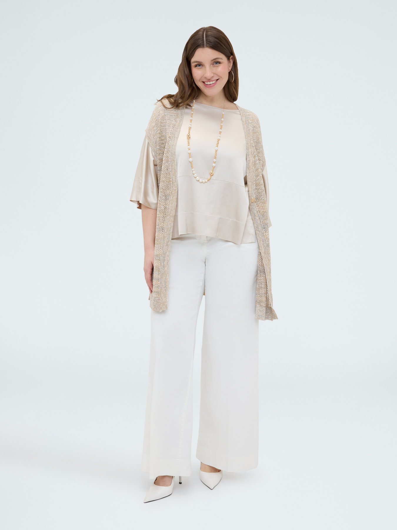 Maxi openwork knit gilet image number 0