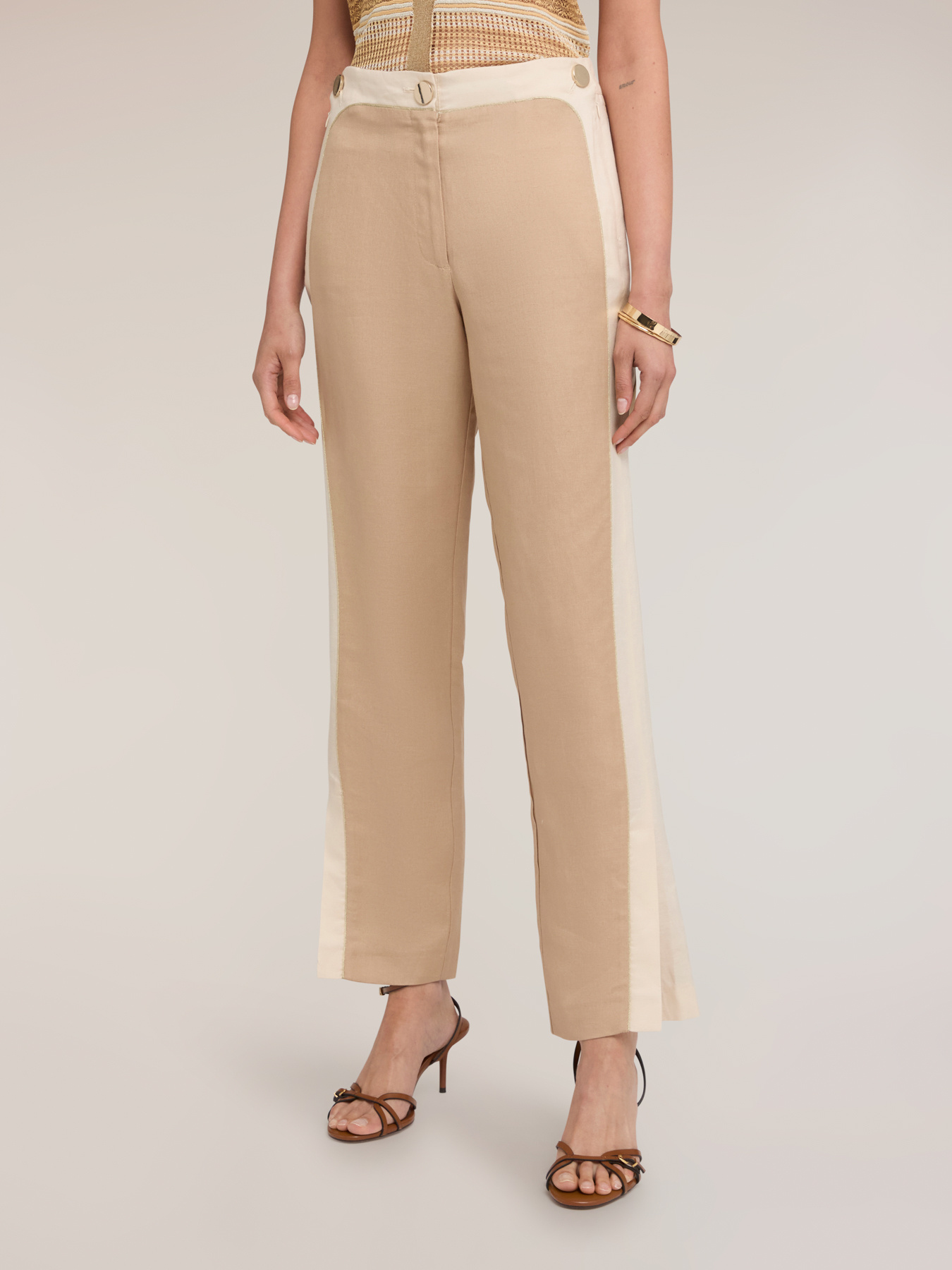 Trousers with piping and slit at the bottom image number 0