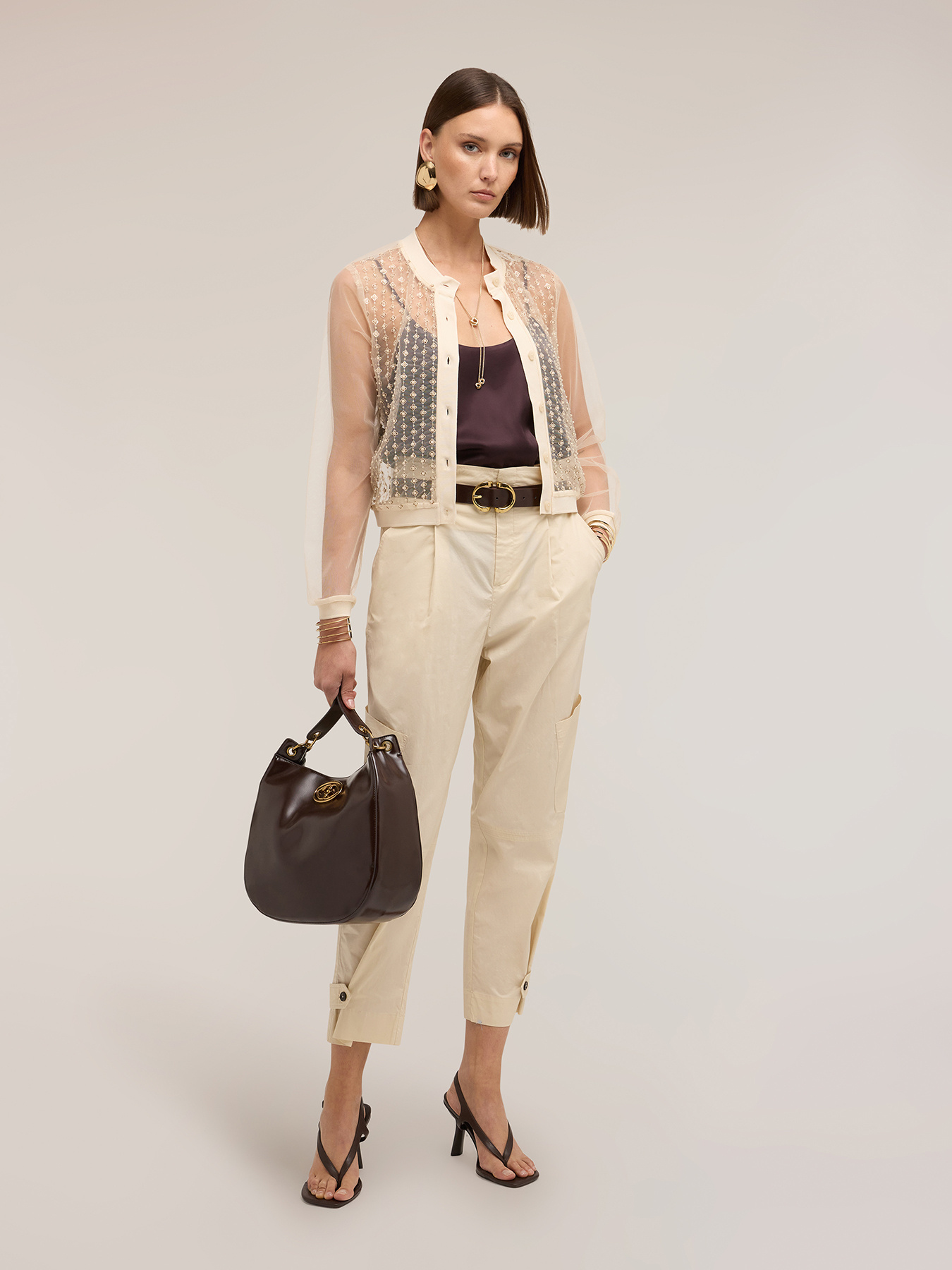 Tulle shirt with jewel embroidery image number 0