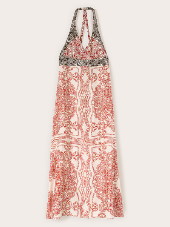 Rochie lungă din satin cu imprimeu paisley