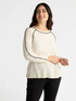 Pullover mit kontrastierendem schwarzen Bordüren und Mini-Pailletten image number 2