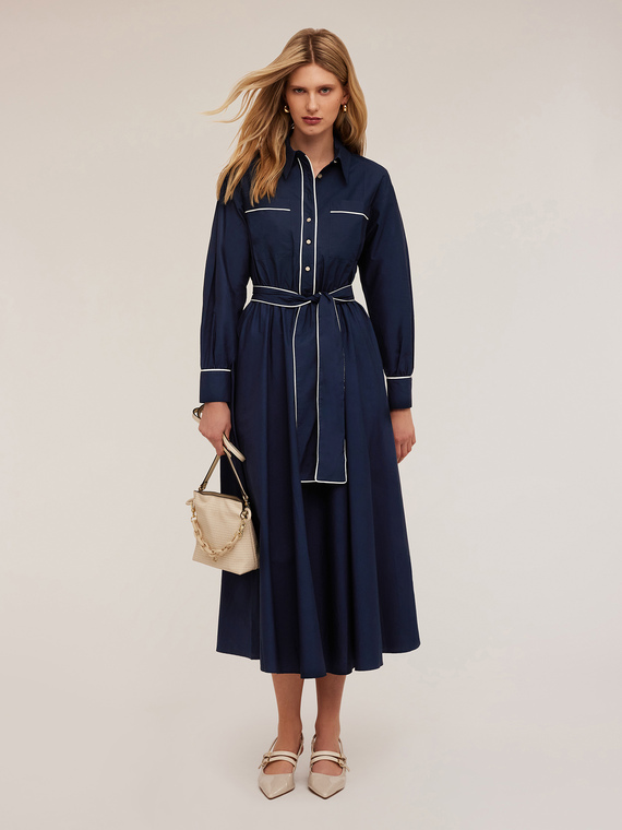 Robe chemisier en popeline avec bordures