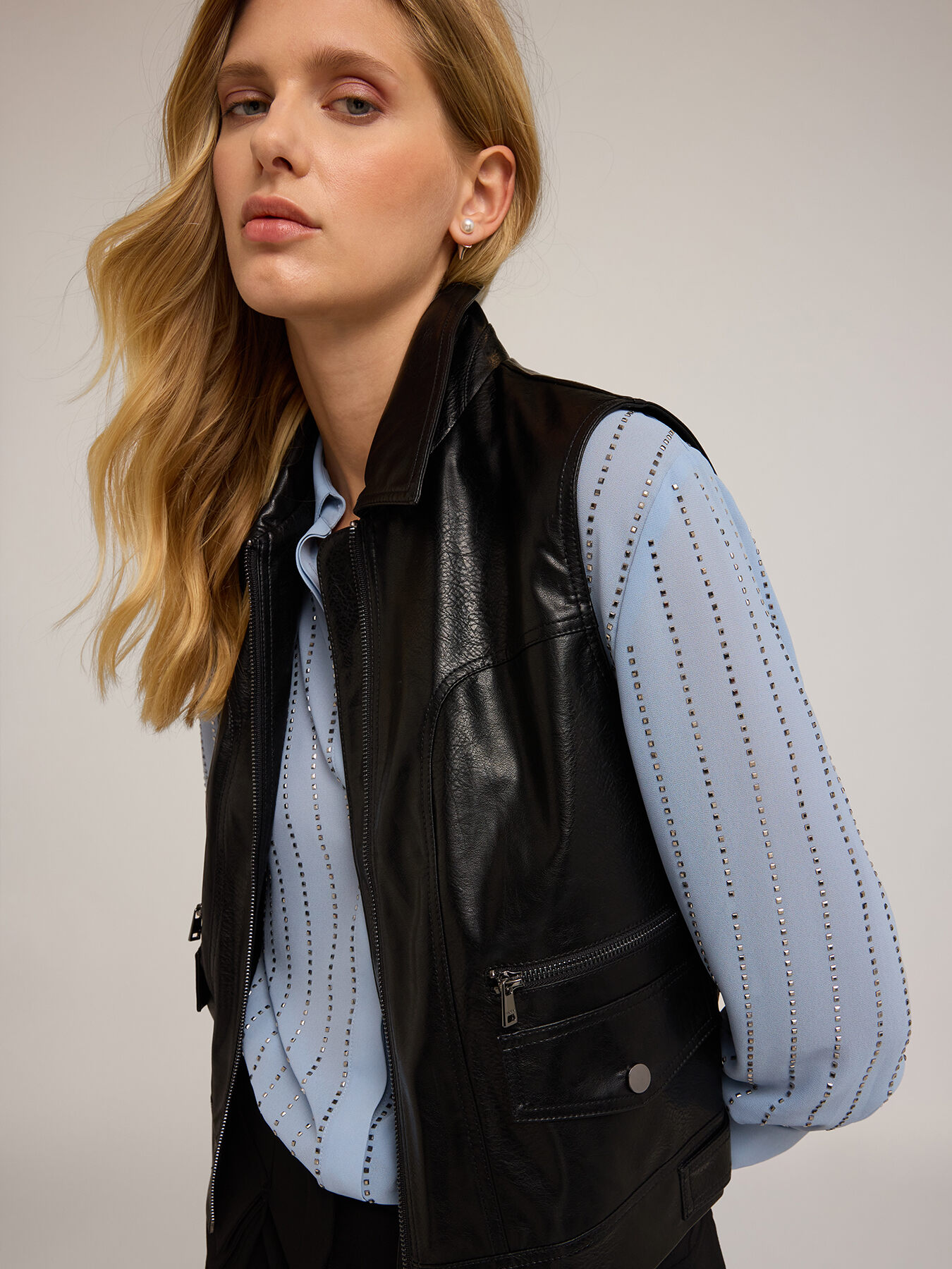 Gilet biker in tessuto spalmato image number 3