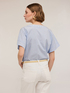 T-shirt bimaterica con ricamo di perle image number 1