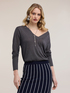 Maglia scollo a v in filato lurex image number 0