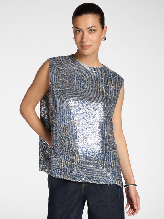 Sequined tulle top