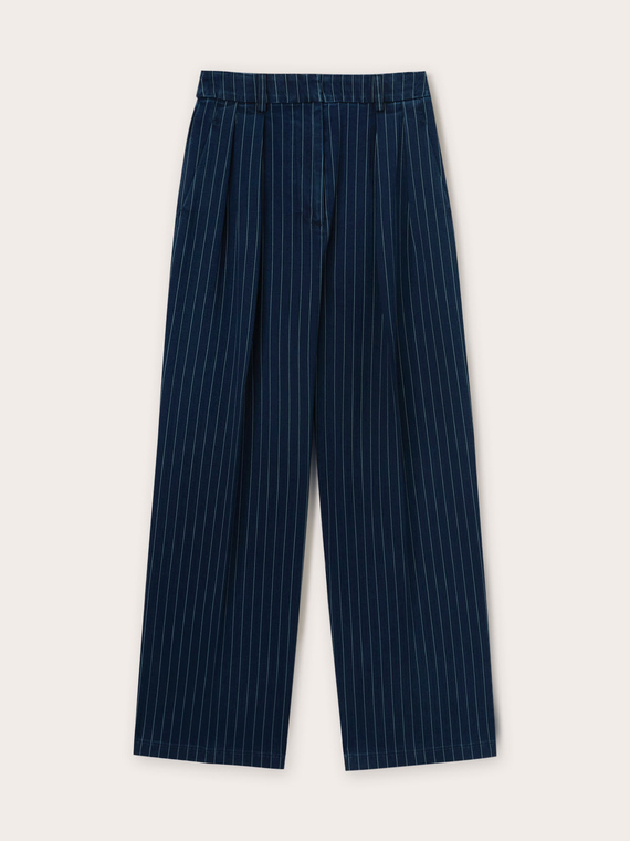 Palazzo-Jeans aus Nadelstreifen-Denim