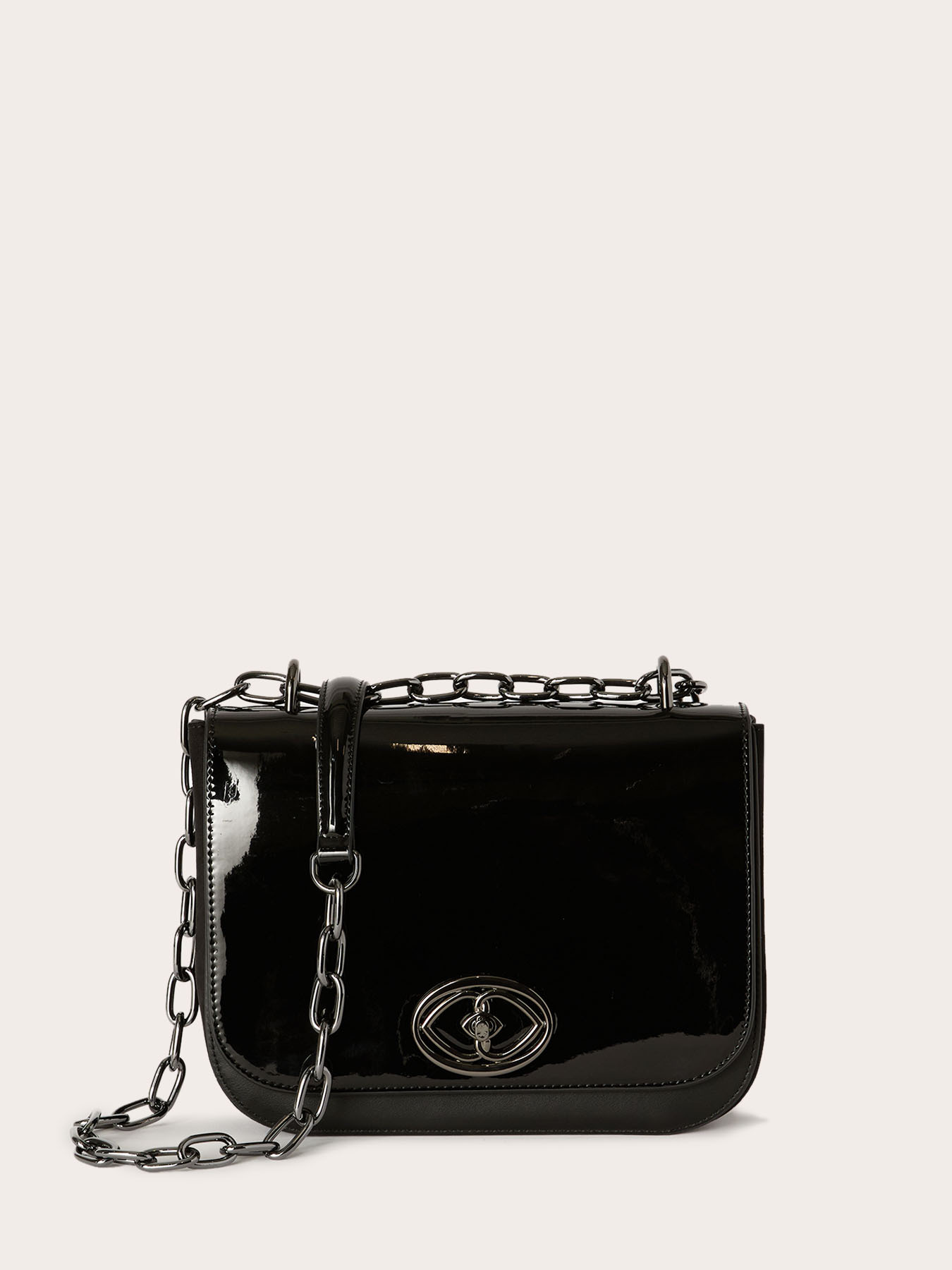 Mittelgroße Tasche aus beschichtetem Stoff und Lackleder image number 0
