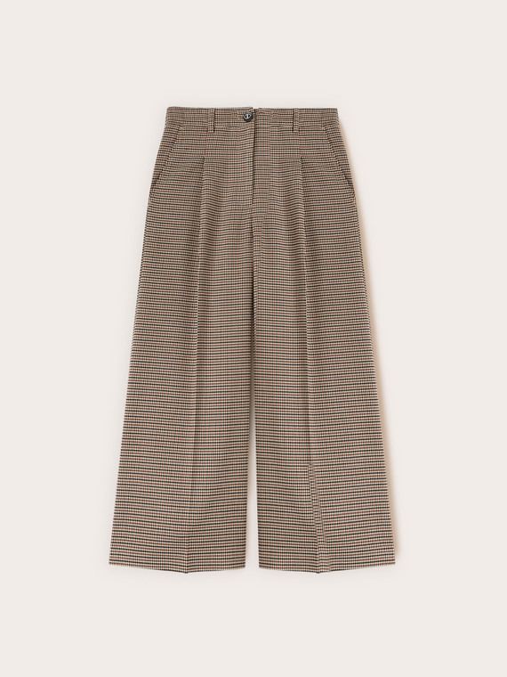 Pantaloni cropped fantasia check
